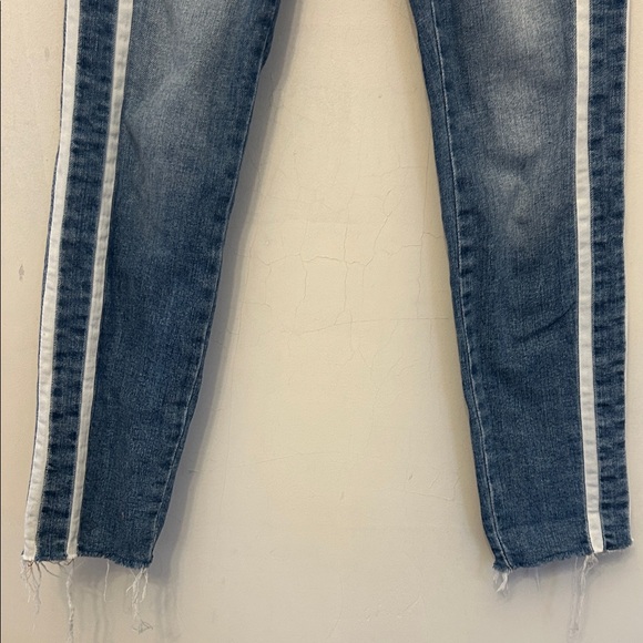 7 for all mankind raw hem skinny jeans with white stripes Size 24 EUC - Picture 3 of 9
